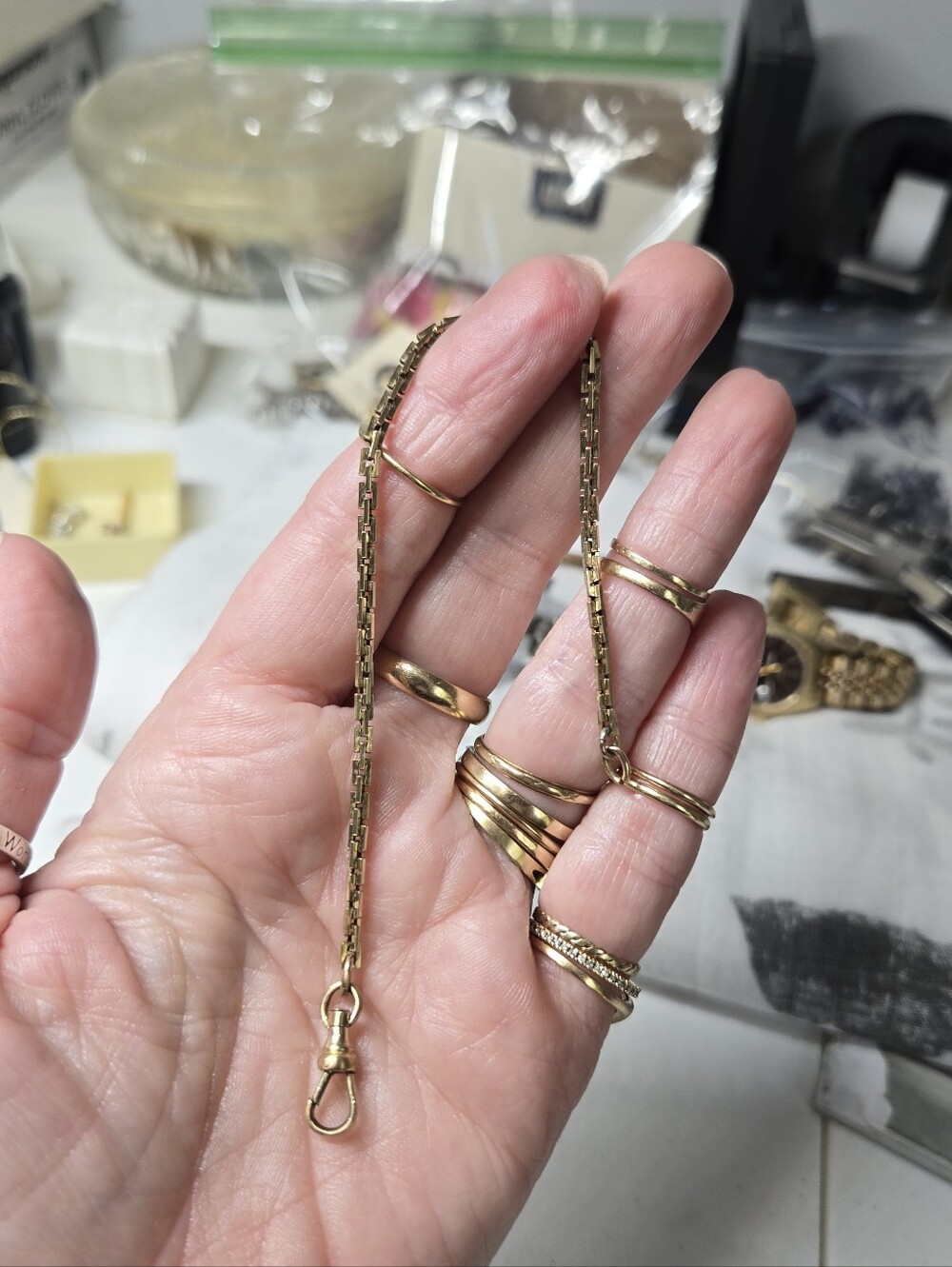 Vintage Gold Filled Box Watch Chain
